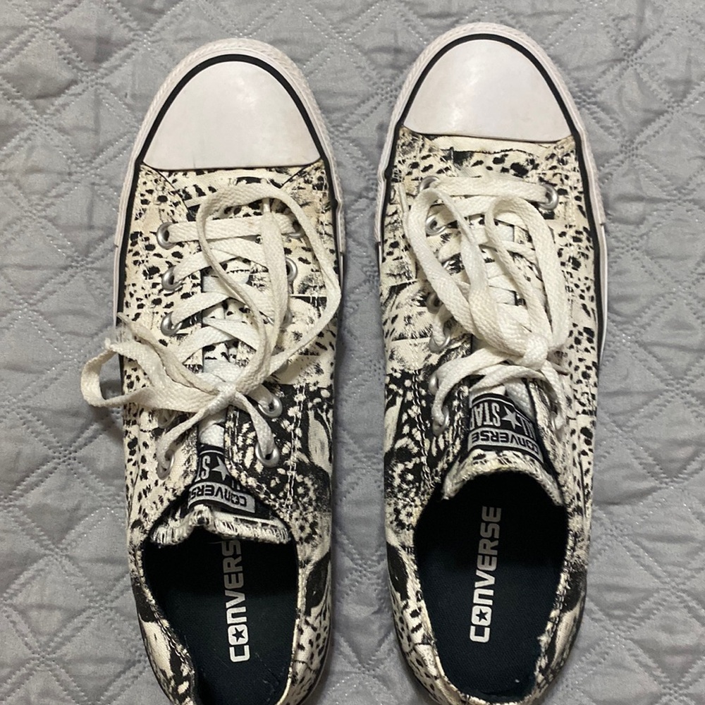 Women’s Size 11 - Converse All Star low top animal print sneakers.